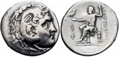 LYCIA, Phaselis. Circa 221/0-189/8 BC. AR Tetradrachm (30mm, 16.48 g, 1h). In the name and types of Alexander III of Macedon. Dated CY 10 (209/8 BC). Head of Herakles right, wearing lion skin; c/m: an
