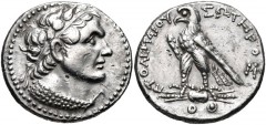 PTOLEMAIC KINGS of EGYPT. Ptolemy V Epiphanes. 204-180 BC. AR Tetradrachm (27mm, 14.01 g, 12h). Uncertain Cypriot or Phoenician mint. Dated year 79 (184/3 BC?). Diademed head of Ptolemy I right, weari