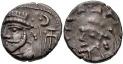 KINGS of ELYMAIS. Uncertain early Arsakid kings. Late 1st century BC-early 2nd century AD. BI Drachm (17mm, 3.91 g, 5h). Uncertain mint. Diademed bust left; behind, star-in-crescent above pellet ancho