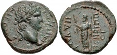 LYDIA, Hypaepa. Nero. AD 54-68. Æ (20mm, 5.23 g, 12h). Gaius Julius Hegesippos, grammateus. Struck circa AD 66-68. Laureate head right / Zeus standing left, holding thunderbolt and scepter. RPC I 2546