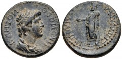 LYDIA, Sardis. Pseudo-autonomous issue. temp. Nero, AD 54-68. Æ (18mm, 4.46 g, 9h). Tiberius Claudius Mnaseas, strategos(?). Draped bust of youthful Senate right / Zeus standing left, holding eagle an