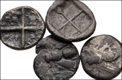 GREEK. Asia Minor. Lot of six (4) AR Hemidrachms from Ephesos in Ionia. All coins: Bee with straight wings / Quadripartite incuse square. SNG Kayhan 247. Near Fine to Fine. LOT SOLD AS IS, NO RETURNS.