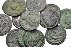 ROMAN. Imperial. Lot of twelve (12) bronzes from Helena to Jovian. Includes: Helena. Æ Follis (2) // Licinius I. Æ Follis (2) // Constantine I. Æ Follis (2) // City Commemorative. Æ Follis // Constant