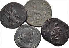 ROMAN. Imperial. Lot of four (4) Æ Sestertii from Julia Mamaea to Philip I. Includes: Julia Mamaea // Gordian III // Philip I (2). Average Fine, roughness, cleaning scratches on the Gordian III. LOT S