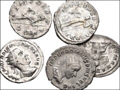 ROMAN. Imperial. Lof of five (5) AR Antoniniani from Gordian III to Trebonianus Gallus. Includes: Gordian III (2) // Philip I // Trajan Decius // Trebonianus Gallus. Average VF, some light porosity. L