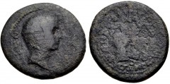 LYDIA, Magnesia ad Sipylum. M. Tullius Cicero Minor. Proconsul of Asia, early to mid 20s BC. Æ (23mm, 7.55 g, 12h). Theodoros, magistrate. Bare head of Cicero Minor right / Right hand holding wreath, 
