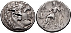 KINGS of THRACE, Macedonian. Lysimachos. 305-281 BC. AR Tetradrachm (27mm, 16.98 g, 12h). Kolophon mint. Struck circa 299/8-297/6 BC. Head of Herakles right, wearing lion skin / Zeus Aëtophoros seated