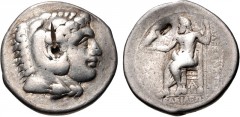 KINGS of MACEDON. temp. Alexander III – Philip III. Circa 324/3-320 BC. AR Tetradrachm (28mm, 16.85 g, 10h). Arados mint. Struck under Menes or Laomedon. Head of Herakles right, wearing lion skin / Ze