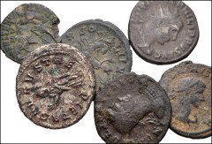 ROMAN. Imperial. Lot of six (6) bronze and silver coins from Philip I to Constantius II. Includes: Philip I. AR Antoninianus. Contemporary imitation // Otacilia Severa. Fourrée Antoninianus // Aurelia