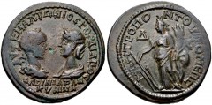 MOESIA INFERIOR, Tomis. Gordian III, with Tranquillina. AD 238-244. Æ Tetrassarion (29mm, 13.86 g, 12h). Confronted busts of Gordian III right, laureate, draped, and cuirassed, and Tranquillina left, 