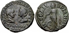 THRACE, Mesembria. Gordian III, with Tranquillina. AD 238-244. Æ (26mm, 11.81 g, 7h). Confronted busts of Gordian III right, laureate, draped, and cuirassed, facing Tranquillina left, draped and weari