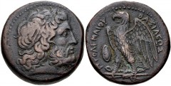 PTOLEMAIC KINGS of EGYPT. Ptolemy II Philadelphos. 285-246 BC. Æ (27mm, 17.35 g, 12h). Mint in Sicily. Struck circa 265 BC. Laureate head of Zeus right / Eagle with wings spread standing left on thund