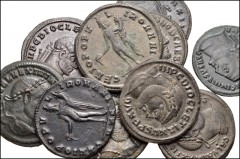 ROMAN. Imperial. Lot of ten (10) Æ Folles from Diocletian to Licinius I. Includes: Diocletian (3) // Maximian // Galerius (3) // Constantius I // Maximinus II // Licinius I. Average VF. LOT SOLD AS IS