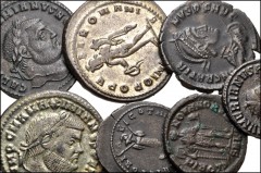 ROMAN. Imperial. Lot of seven (7) coins of the Cyzicus mint from Claudius II to Arcadius. Includes: Claudius II. Antoninianus. RIC 257 // Numerian. Antoninianus. RIC 463 // Maximianus. Æ Follis. RIC 1