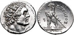 PTOLEMAIC KINGS of EGYPT. Ptolemy VI Philometor. First sole reign, 180-170 BC. AR Tetradrachm (28mm, 14.09 g, 12h). Uncertain Cypriot or Phoenician mint. Dated year 90 (173/2 BC?). Diademed bust of Pt