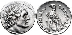 PTOLEMAIC KINGS of EGYPT. Ptolemy VI Philometor. First sole reign, 180-170 BC. AR Tetradrachm (27mm, 14.02 g, 1h). Uncertain Cypriot or Phoenician mint. Dated year 90 (173/2 BC?). Diademed bust of Pto