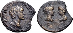 UNCERTAIN, Uncertain mint. Antoninus Pius, with Marcus Aurelius and Faustina Junior. AD 138-161. Æ (19mm, 3.45 g, 6h). Struck circa AD 145. Laureate, draped, and cuirassed(?) bust of Antoninus Pius ri