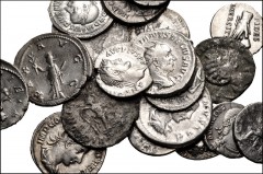 ROMAN. Imperial. Lot of twenty (20) silver coins from Vitellius to Valens. Includes: Vitellius. AR Denarius // Titus. AR Denarius // Domitian. AR Denarius // Antoninus Pius. AR Denarius // Lucius Veru