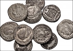ROMAN. Imperial. Lot of ten (10) Æ Folles from Licinius I to Constantine II. Includes: Licinius I (4) // Licinius II // Helena // Constantine I // Crispus (2) // Constantine II. Average Good VF, all w