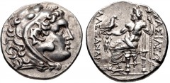 KINGS of THRACE, Celtic. Kavaros. Circa 230/25-218 BC. AR Tetradrachm (28mm, 16.75 g, 12h). In the name and types of Alexander III of Macedon. Kabyle mint. Head of Herakles right, wearing lion skin / 