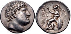 KINGS of PERGAMON. Eumenes I. 263-241 BC. AR Tetradrachm (29mm, 16.82 g, 1h). Struck circa 255/50-241 BC. Laureate head of Philetairos right / Athena enthroned left, resting on shield to right, holdin