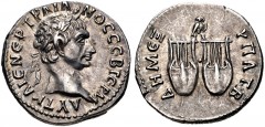 LYCIA. Trajan. AD 98-117. AR Drachm (18mm, 3.31 g, 6h). Struck AD 98-99. Laureate head right / Owl standing right, head facing, on two lyres. BMC 11; SNG von Aulock 4267. EF, earthen deposits in ear.