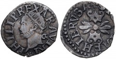 ITALY, Napoli (Regno). Filippo II di Spagna. 1554-1598. AR Grano (12mm, 0.24 g, 4h). Second Period. Napoli (Naples) mint; Germano Ravaschieri, mintmaster; Vincenzo Porzio, trial master. Struck 1568-15