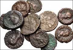ROMAN. Provincial. Lot of twelve (12) BI and Potin Tetradrachms of Alexandria. Includes: Trajan // Commodus // Gordian III // Claudius II // Aurelian // Tacitus // Probus (2) // Diocletian (3) // Maxi
