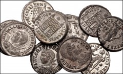 ROMAN. Imperial. Lot of ten (10) Æ Folles from Licinius I to Crispus. Includes: Licinius I // Licinius II (2) // Constantine I // Helena (2) // Constantine II (3) // Crispus. VF or better, all silvere