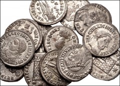 ROMAN. Imperial. Lot of thirteen (13) Æ Folles from Licinius I to Constantine II. Includes: Licinius I (5) // Licinius II (2) // Constantine I // Helena (2) // Constantine II (3). VF or better, all si