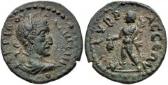 CILICIA, Colybrassus. Maximinus I. AD 235-238. Æ (17mm, 2.83 g, 12h). Laureate, draped, and cuirassed bust right / Hermes standing left, holding purse and caduceus. SNG France 547 (same dies); SNG Lev