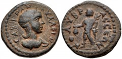 CILICIA, Colybrassus. Tranquillina. Augusta, AD 241-244. Æ (18mm, 3.69 g, 12h). Draped bust right, wearing stephane / Hermes standing left, holding purse and caduceus. SNG France 551 (same dies); SNG 