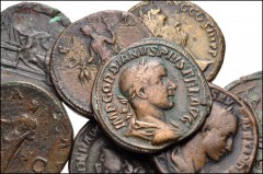 ROMAN. Imperial. Lot of eight (8) Æ Sestertii from Hadrian to Gordian III. Includes: Hadrian (2) // Faustina I (2) // Severus Alexander (2) // Gordian III (2). Average VF, one Hadrian with bronze dise