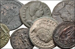 ROMAN. Imperial. Lot of seven (7) bronze coins from Diocletian to Gratian. Includes: Diocletian. Æ Follis. // Constantius I. Æ Follis // Galeria Valeria. Æ Follis (2) // Licinius I. Æ Follis // Consta