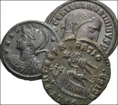ROMAN. Imperial. Lot of three (3) bronze coins from Maximinus II to Constans. Includes: Maximinus II. Æ Follis // City Commemoratives. Urbs Roma. Æ Follis // Constans. Æ 20mm. Average Good VF. LOT SOL