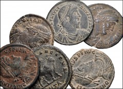 ROMAN. Imperial. Lot of six (6) bronze coins of Julian II and Jovian. Includes: Julian II (4) // Jovian (2). Average VF. LOT SOLD AS IS, NO RETURNS. Six (6) coins in lot.