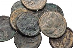 ROMAN. Imperial. Lot of nine (9) bronze coins of Julian II and Jovian. Includes: Julian II (6) // Jovian (3). Average Fine. LOT SOLD AS IS, NO RETURNS. Nine (9) coins in lot.