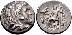 KINGS of MACEDON. Antigonos II Gonatas. 277/6-239 BC. AR Tetradrachm (26mm, 17.02 g, 12h). Amphipolis mint. Struck circa 275-272/1 BC. Head of Herakles right, wearing lion skin / Zeus Aëtophoros seate
