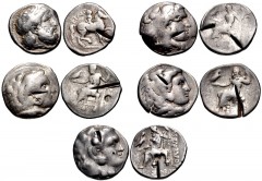 GREEK. Northern Greece. Lot of five (5) royal Macedonian tetradrachms from the 1990s Balkan Area Hoard (CH IX, 196) . Includes: Philip II. Wartenberg & Kagan p. 397, 19 corr. (this coin, obv. illustra
