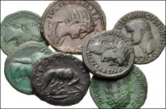 ROMAN. Imperial. Lot of thirteen (13) bronze coins from Agrippa to Julia Mamaea. Includes: Aprippa. Æ As // Gaius (Caligula). Æ As // Claudius. Æ As // Trajan. Æ Sestertius (4) // Hadrian. Æ As // Sab