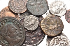MIXED. Greek–Roman Imperial. Lot of sixteen (16) silver and bronze coins. Includes: Greek Æ (3) // Indo-Skythian AR // Roman Republican AR Denarii (2) // Roman Imperial AR Denarii (2) // Roman (7). Lo