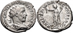 Philip I. AD 244-249. AR Antoninianus (23mm, 4.53 g, 6h). Antioch mint. Struck AD 247-248. Radiate, draped, and cuirassed bust right / PAX FVN-DATA CVM PERSIS, Pax standing facing, head left, holding 