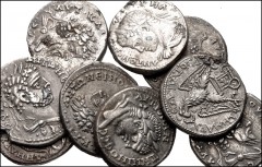 ROMAN. Provincial. Lot of nine (9) Syro-Phoenician tetradrachms of the Severans. Includes: ANTIOCH: Caracalla (2) // LAODICEA AD MARE: Septimius Severus (3) // Caracalla (2) // BERYTUS: Caracalla // S