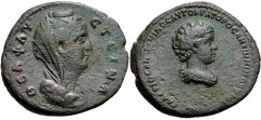 CYPRUS, Uncertain. Diva Faustina Senior, with Galerius Antoninus. Augusta, AD 138-140/1. Æ (27mm, 9.30 g, 12h). Uncertain mint on Cyprus. Struck circa AD 147. Veiled and draped bust of Diva Faustina S