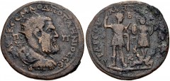 CILICIA, Tarsus. Pupienus. AD 238. Æ (35mm, 16.76 g, 6h). Radiate, draped, and cuirassed bust right / Pupienus standing facing, head right, holding reversed spear and parazonium; to right, trophy with