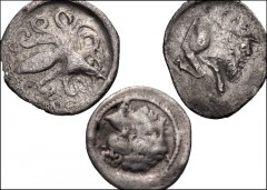 GREEK. Magna Graecia & Sicily. Lot of three (3) AR Litrai. Includes: Gela // Syracuse (2). Fine, scratches and porosity. LOT SOLD AS IS, NO RETURNS. Three (3) coins in lot.