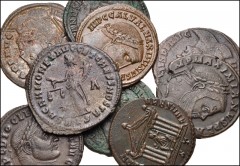 ROMAN. Imperial. Lot of nine (9) Æ Folles of the Tetrarchy. Includes: Diocletian (2) // Maximianus (3) // Constantius I // Galerius (2) // Maxentius. Near VF to VF, some roughness. LOT SOLD AS IS, NO 