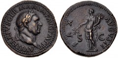 Vitellius. AD 69. Æ As (28mm, 14.62 g, 6h). “Paduan” after Giovanni Cavino, 1500-1570(?). A VITELLIVS GERMAN IMP AVG P M T P P, laureate head right / PAX AVGVSTI, S C across field, Pax standing left, 