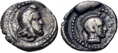 DYNASTS of LYCIA. Ddenewele. Circa 420/10-400 BC. AR Obol (10mm, 0.60 g, 6h). Head right, wearing Persian tiara / Helemeted head of Athena right within incuse circle. Cf. Falghera 177 (for simialar st