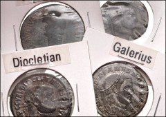 ROMAN. Imperial. Lot of four (4) bronze coins from Claudius to Maxentius. Includes: Claudius. Æ As // Diocletian. Æ Follis // Galerius. Æ Follis // Maxentius. Æ Follis. Good Fine to Good VF, some silv